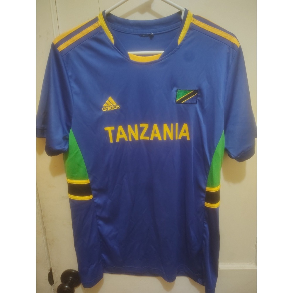 Adidas Tanzania Soccer Jersey Mens Blue Yellow National Team Football Shirt